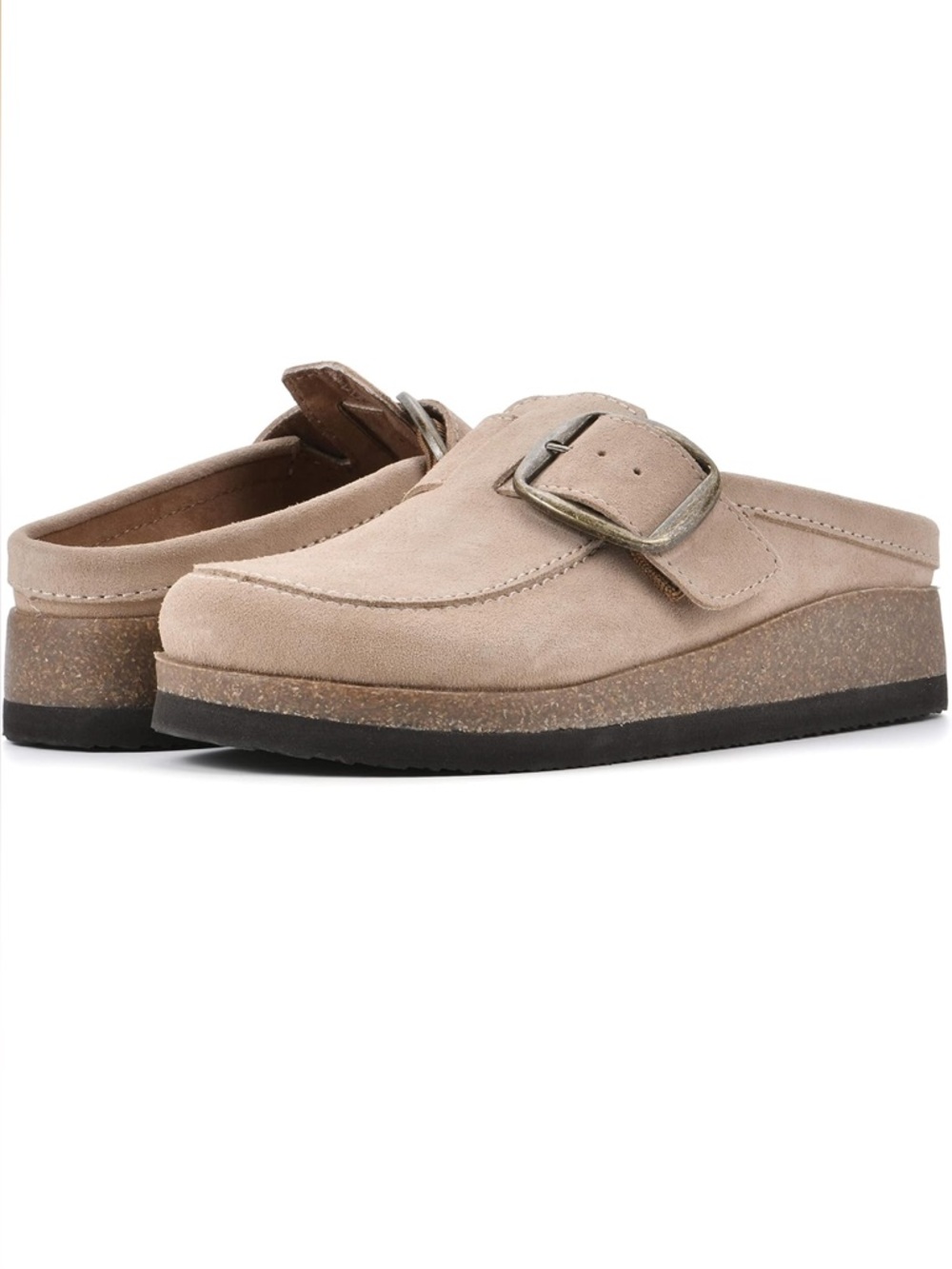 White Mountain Bueno Suede Footbeds Clog Mule Beach Wood Taupe Size 8 - Picture 1 of 13